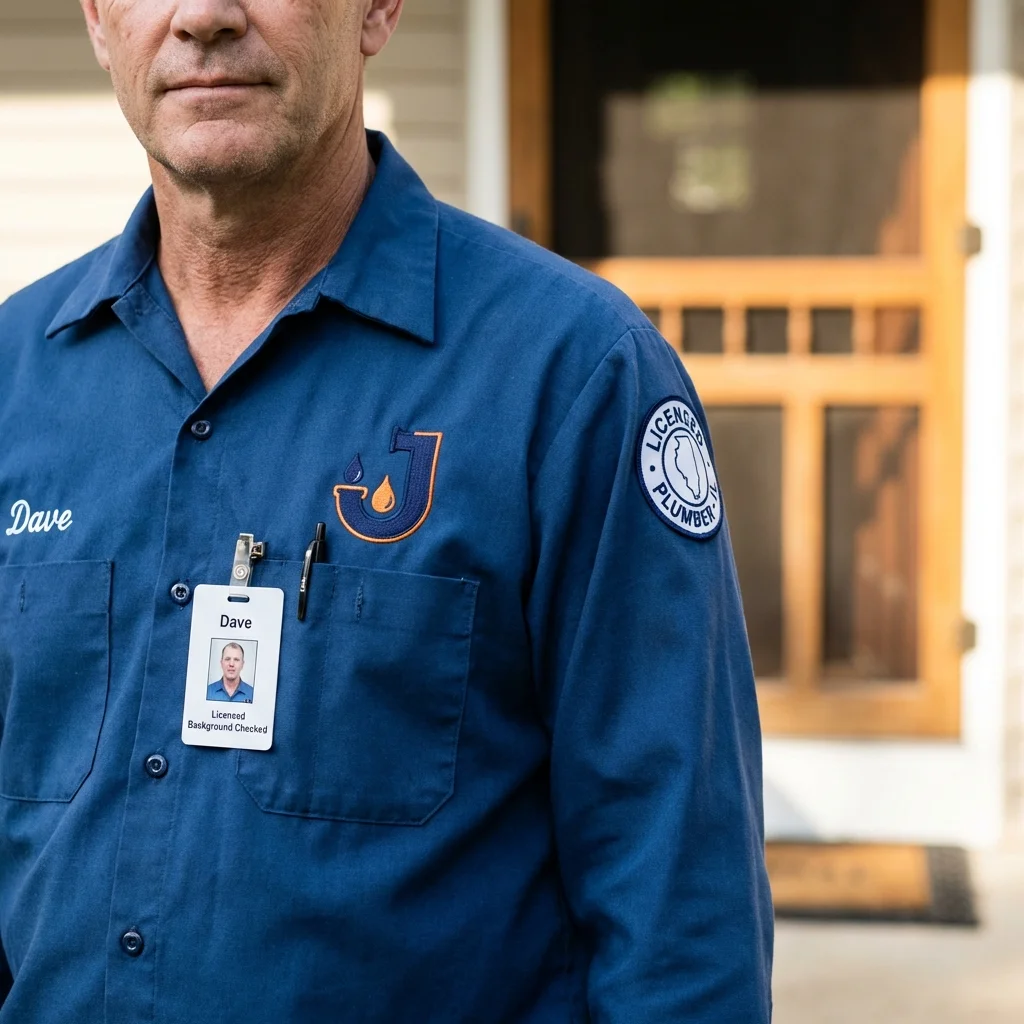 Licensed plumber showing ID badge in Concordia, KS